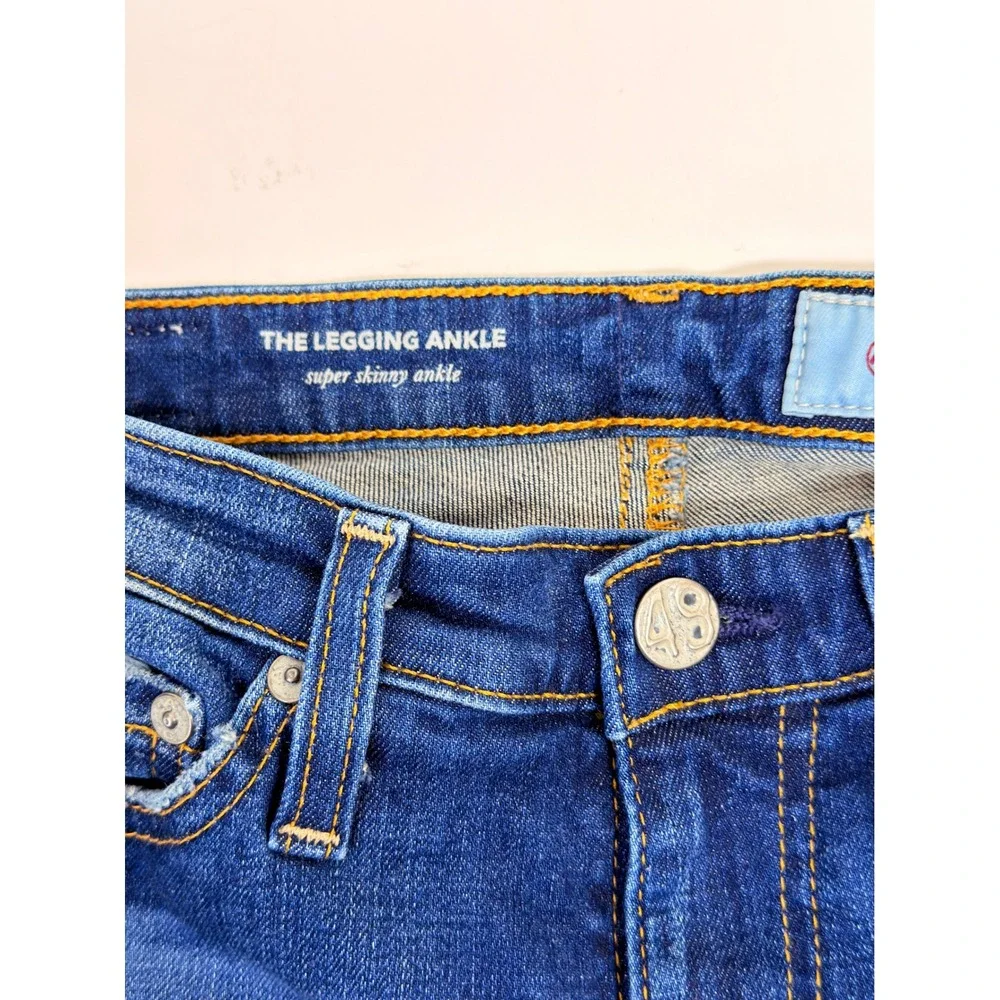AG Adriano Goldschmied The Legging Ankle Womens 24R Blue Excellent Distressed - Picture 6 of 13